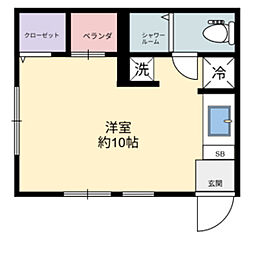 コーポみささ 2階ワンルームの間取り