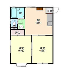 セイコウアパートメンツ洋光台 1階2DKの間取り