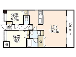 S.S八木ハイツ 2LDKの間取図画像