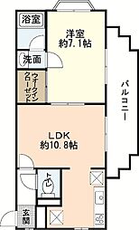 Gravina緑井 3階1LDKの間取り