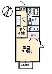 ジェネス長束 2階1Kの間取り