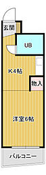 山崎マンション 1Kの間取図画像