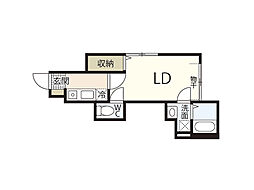 リバーノース大宮 1階1Kの間取り