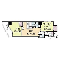 ヴィラ博丈 2階1SLDKの間取り