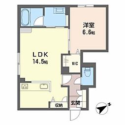 ラ　メゾン　ウールゥ 1階1LDKの間取り