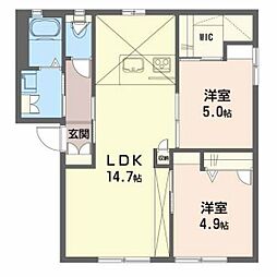 グリーン長束 1階2LDKの間取り
