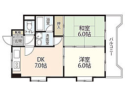 ジョイパレス南観音 2DKの間取図画像