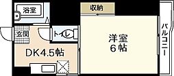 中央松屋ビル 2階1DKの間取り