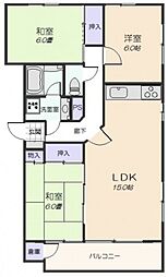 グリーンハイツ 2階3LDKの間取り