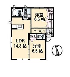 グランマストみくまり　弐番館 1階2LDKの間取り