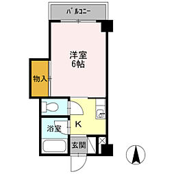 チェリー観音 3階1Kの間取り