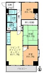 ダイアモンドビュー 3階2SLDKの間取り