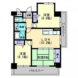 Bella Vista 7階3LDKの間取り