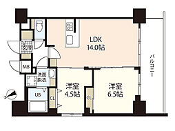 S-RESIDENCE鶴見町altano 9階2LDKの間取り