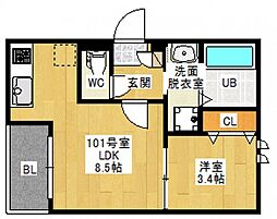 REGALEST 天神川 2階1LDKの間取り