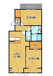 パルティーレ戸坂 2LDKの間取図画像