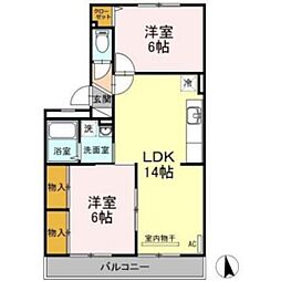 コンフォート城山 2LDKの間取図画像