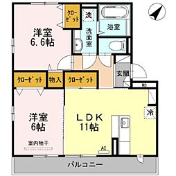 ジンミー 2LDKの間取図画像
