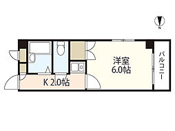 カーサエスペランサ 1Kの間取図画像