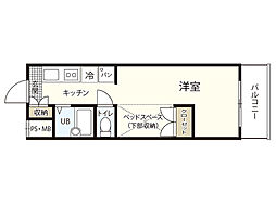 カサコッリーナ ワンルームの間取図画像