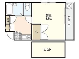 シティーハイツ松岡 1Kの間取図画像
