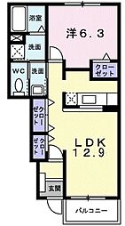 ルーラル2 1LDKの間取図画像