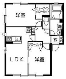 メゾンブランシュB 2LDKの間取図画像