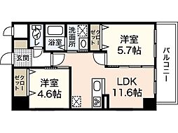 グラティチュードナカタニ 2LDKの間取図画像