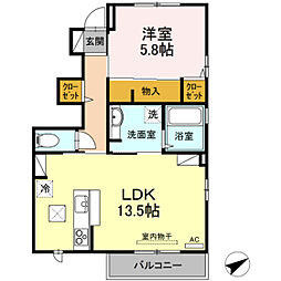 エスペランサ雅 1LDKの間取図画像