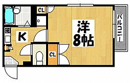 己斐上タウンA館 1Kの間取図画像