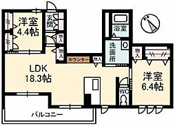 ガーデンズスクエア庚午壱番館 2LDKの間取図画像