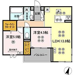 ミルフォード皆実町 2LDKの間取図画像