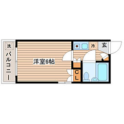 LS羽衣 1Kの間取図画像
