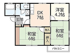 コーポ稲荷A 3DKの間取図画像