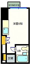 チサンマンション広島 ワンルームの間取図画像