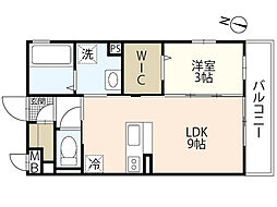シャルマンパークサイド 1LDKの間取図画像