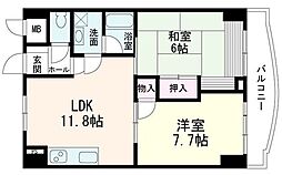 サンビレッジ段原 2LDKの間取図画像