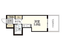 朝日プラザアムネット天満町 ワンルームの間取図画像