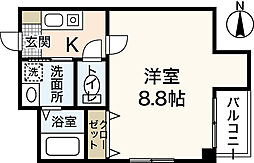 キャッスル大手町 1Kの間取図画像