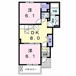 バービーカールC 2DKの間取図画像