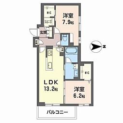 グリーンガーデン東雲 2LDKの間取図画像