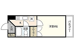 ヴィラブランシュ庚午中 1Kの間取図画像