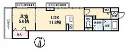 花 1LDKの間取図画像