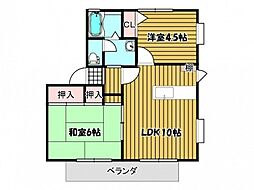 エクセル 2LDKの間取図画像