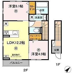 エルセージュ A棟 2LDKの間取図画像