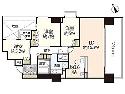 ディアメゾン河原町リバーグレース 3LDKの間取図画像