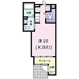 ヒルサイドK ワンルームの間取図画像