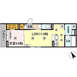 ルミエ西川口 1LDKの間取図画像