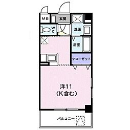 カルフール緑井 ワンルームの間取図画像