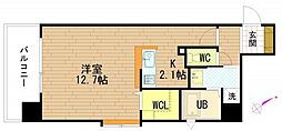 グラビスコート十日市 ワンルームの間取図画像